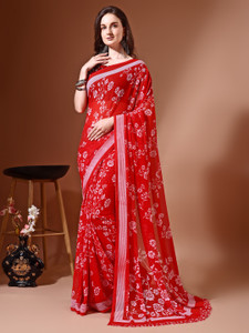 VIBHAGYAA Floral Print Printed Daily Wear Chiffon