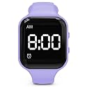Vibrating Alarm Watch Water Resistant Wake Up Wristband Silent Medical Reminder Watch - with Timer and 15 Daily Alarms (Purple)