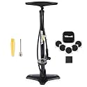 Vibrelli Bike Floor Pump with Gauge - High Pressure 160 PSI - Presta Valve Bike Pump Automatically Switches to Schrader - Bicycle Pump Comes with Glueless Puncture Kit