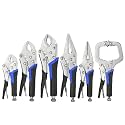 ACOSEA Vice Grips,6-Pack Vise Grip Pliers 5"/7"/10"Curved Jaw Locking Pliers,6-1/2"& 9-1/2" Needle Nose Pliers Set and 6" C-Clamp for welding,Woodworking, Metal Working