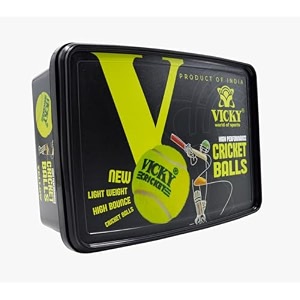 vicky cricket tennis ball original 6 pcs box new plastic box packing yellow