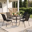 VICLLAX 5 Pieces Patio Dining Set, Outdoor Table &amp; Chairs for 4, Black
