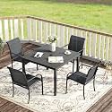 VICLLAX Outdoor Dining Set for 4, 5 Pieces Patio Dining Furniture Set with Umbrella Hole- 40.2" Patio Table and Chairs for Balcony, Garden and Deck, Grey Tabletop