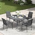 VICLLAX Patio Table and Chair Set of 4, All Weather Metal Round Outdoor Dining Furniture Set-40.6" Round Outdoor Table and Chairs, Grey Tabletop