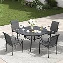VICLLAX Patio Table and Chair Set of 4, All Weather Metal Round Outdoor Dining Furniture Set-40.6" Round Outdoor Table and Chairs, Black Tabletop