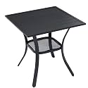 VICLLAX Small Square Outdoor Patio Table, All Weather Metal Outdoor Dining Table for Lawn Garden, 27.5"x 27.5" Patio Bisto Table for Outside, Black