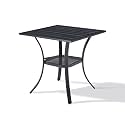VICLLAX Small Square Outdoor Patio Table, All Weather Metal Outdoor Dining Table for Lawn Garden, 27.5"x 27.5" Patio Bisto Table for Outside