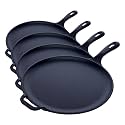 Victoria Cast Iron Comal Pizza Pan with a Long Handle and a Loop Handle, Preseasoned with Flaxseed Oil, Made in Colombia, 12 Inch (Pack of 4)