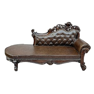 Victorian Style Chaise Lounge Tufted Cream Upholstery