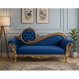 Victorian Style Chaise Lounge Tufted Cream Upholstery