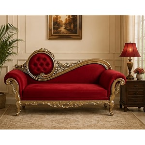 Victorian Style Chaise Lounge Tufted Cream Upholstery