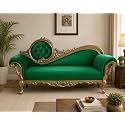 Victorian Style Chaise Lounge Tufted Cream Upholstery