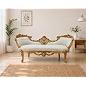 Victorian Style Chaise Lounge Tufted Cream Upholstery
