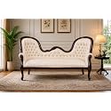 Victorian Style Chaise Lounge Tufted Cream Upholstery