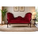 Victorian Style Chaise Lounge Tufted Cream Upholstery