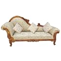 Victorian Style Chaise Lounge Tufted Cream Upholstery