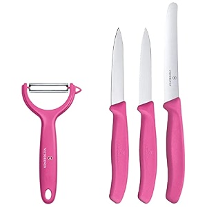 victorinox multipurpose peeler - stainless-steel serrated edge and 34swiss classic34 kitchen knife set of 3 sharp straight amp wavy edge knives pink swiss made