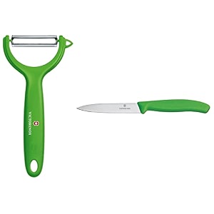 victorinox multipurpose peeler - stainless-steel serrated edge and vegetable cutting amp chopping knife straight edge 10 cm for home amp professional usegreen swiss made