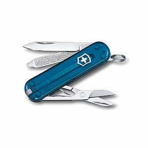victorinox swiss army knife - fresh stylish colorful swiss classics - 7 function multitool with a pair of scissors - sky high 58 mm