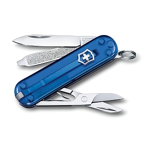 victorinox swiss army knife - fresh stylish colorful swiss classics - 7 function multitool with a pair of scissors - deep ocean 58 mm
