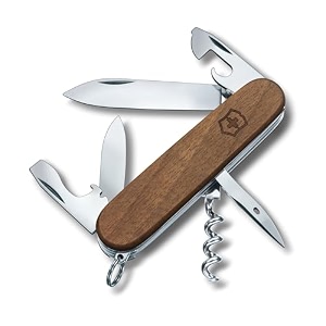 victorinox swiss army knife - spartan - 10 functions multi-utility tool - walnut wood brown 91 mm