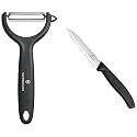 Victorinox, Swiss Classic Multipurpose Peeler/Vegetable Scrapper Double Edge Serrated -Black Colour.+Victorinox Kitchen Knife, Stainless Steel Swiss Made Vegetable Cutting and Chopping Knife