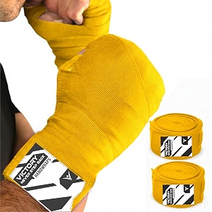 victory professional boxing wrap for men hand wrap for boxing punching hand wraps wrist supporter for gym boxing bandage for mma and martial arts 180 inch black yellow 110 inch