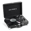 Victrola Journey+ Bluetooth Suitcase Record Player – Built-in Speakers, 33-1/3, 45 & 78 RPM Vinyl Record Player, RCA Out, Headphone Jack, Wireless Streaming (Black)