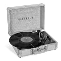 Victrola Journey+ Signature Turntable Record Player – 33-1/3, 45 &amp; 78 RPM Suitcase Vinyl Record Player, Bluetooth Connectivity &amp; Built-in Speakers, Stereo RCA Output, Linen Finish (Light Grey Linen)