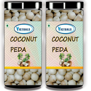 victuals coconut peda 400g  real coconut toffee candy  soft  chewy nariyal peda 2 x 200 g