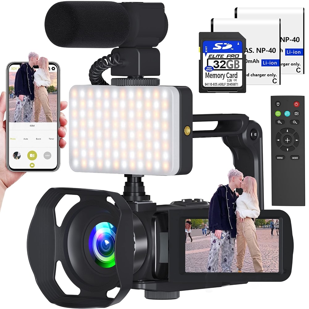 Video Camera 8k Camcorder 48MP UHD WiFi IR Night Vision Vlogging Camera ...