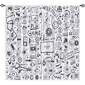 Video Game Curtains W42 x L63 Inch Rod Pocket Kids Computer Gamepad Sports Rocket Teen 90's Print Pattern Privacy Fabric Window Drapes for Boys Girls Bedroom Nursery Baby Playroom 2 Panels