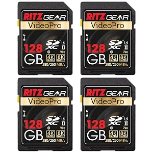 video pro sd card uhs-ii 128gb sdxc memory card 4-pack u3 v90 a1 extreme performance professional sd-card r 280mbs 250mbs w for advanced dslrwell-suited for video including 4k8k 3d full hd
