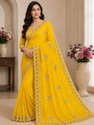 VIDHI TEX Embroidered Bollywood Satin Chiffon Saree