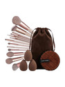 Vidhmahi 17Pc Makeup Kit Set - 13 Brushes, 3 Blenders & Clean Sponge (Coffee) (Pack of 17)