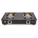 Vidiem Edge Shine Gas Stove | 8mm Toughened Glass Top | Extra Large Cooking Surface | Heavy-Duty Brass Burners | Manual Ignition | Lifetime Glass Warranty (2 Burner)