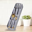 Expandable Cutlery Tray Plastic Drawer Holder to Store Organizer Spoons for Home Kitchen | 39.6 X 11 X 5.5 CM | Grey, Utensils;Cutleries
