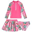 Vieille Girls Rash Guard 3 Piece Swimsuit Long Sleeve Swim Skirt Sets 6-12Y