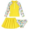 Vieille Girls Rash Guard 3 Piece Swimsuit Long Sleeve Swim Skirt Sets 6-12Y