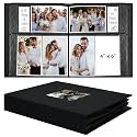 Vienrose Fabric Cover Photo Album 4x6 with Front Window, 300 Picture Pockets and 100 Message Card Slots for Wedding Baby Family, Black