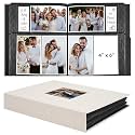 Vienrose Fabric Cover Photo Album 4x6 with Front Window, 300 Picture Pockets and 100 Message Card Slots for Wedding Baby Family, Beige