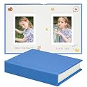 Vienrose Polaroid Photo Album with Writing Space – 2x3 Photo Album for Instax Mini &amp; Polaroid Go, 26 Pockets Wedding Travel Scrapbook, Small Linen Album for Instant Photos, Blue