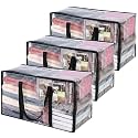Vieshful 3 Pack Clear Clothes Storage Bags with Zipper 60L