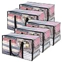 Vieshful 5 Pack Clear Clothes Storage Bags with Zipper 60L