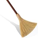 Vietnam Handmade Straw Whisk Broom with Brown Wooden Handle - Soft Natural Grass Broom for Home, Kitchen, Bedroom & Garage, 12.2" Wide x 27.95" Long