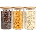 VIEWELLD 1.5Qt Round Glass Jars, food storage,Set of 3 for Cookie,Sugar,Coffee