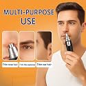 VIFERA 3-in-1 Nose, Ear & Eyebrow Hair Trimmer for Men & Women – Waterproof, Painless Facial Hair Remover with Dual-Edge Blades – Compact, Battery-Operated Grooming Tool (Black) (AA BATTERY INCLUDED)