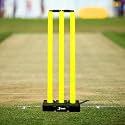 VFK by Xtrim Cricket Stumps with Stand Cricket Kit Plastic Wickets for Cricket Standard Wickets for Cricket Ground, Match, Tournament Stump with Stand &amp; Bails (Black and Flourescent Green)
