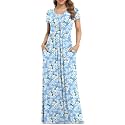 VIISHOW Women's Short Sleeve Loose Plain Maxi Dresses Casual Long Dresses with Pockets