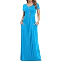 VIISHOW Women's Short Sleeve Loose Plain Maxi Dresses Casual Long Dresses with Pockets